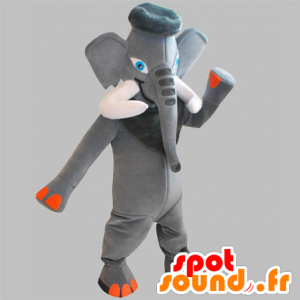 Gris y naranja mascota del elefante con los colmillos grandes - MASFR031832 - Mascotas de elefante