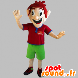 Rødhåret maskot, veldig smilende med grønne shorts - MASFR031838 - Maskoter gutter og jenter