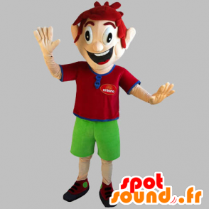 Redhead mascot, very smiling with green shorts - MASFR031838 - Mascots boys and girls