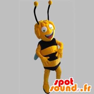 Mascotte de Maya l'abeille. Abeille jaune et noire - MASFR031841 - Mascottes Abeille