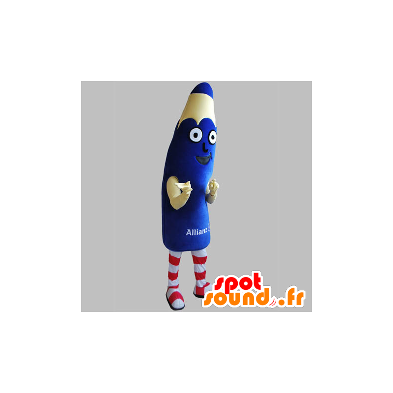Mascotte de crayon bleu, géant. Mascotte de stylo - MASFR031846 - Mascottes Crayon