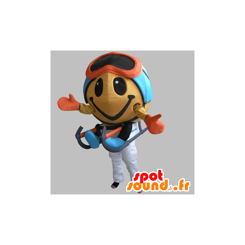 Round snowman mascot with a mask and a toboggan - MASFR031847 - Human mascots