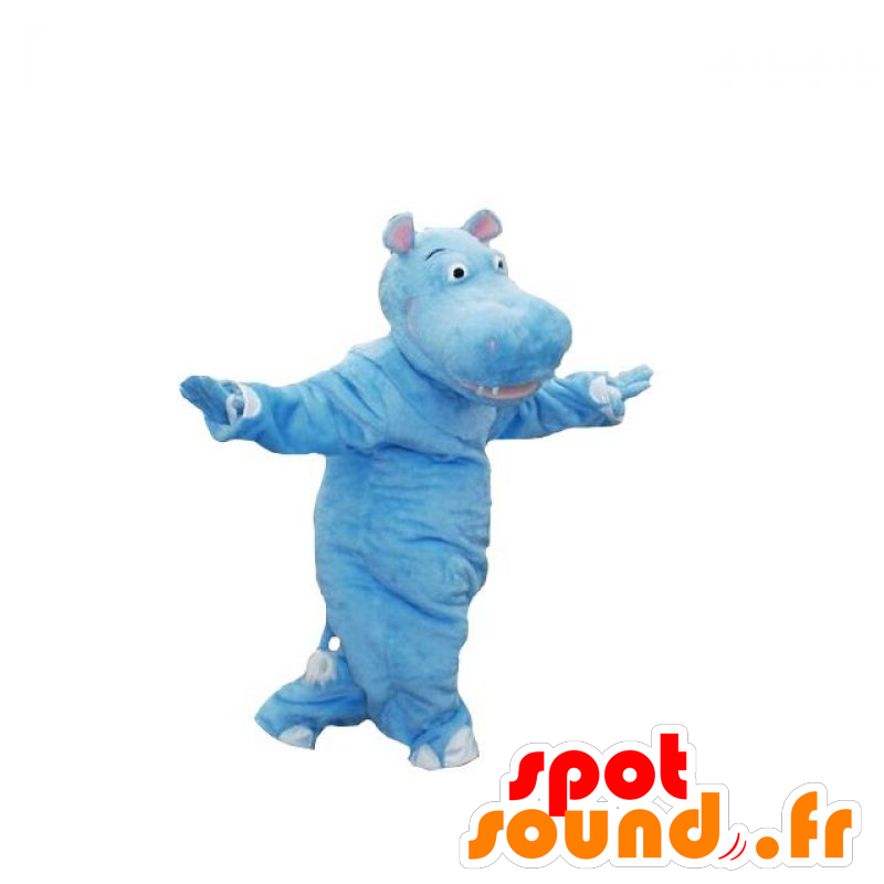 Mascotte d'hippopotame bleu. Hippopotame géant - MASFR031848 - Mascottes Hippopotame