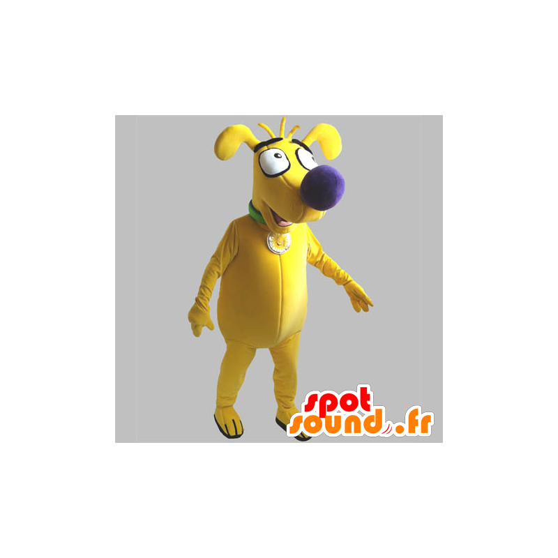 Κίτρινο σκυλί μασκότ, αστείο και χαριτωμένο - MASFR031850 - Μασκότ Dog
