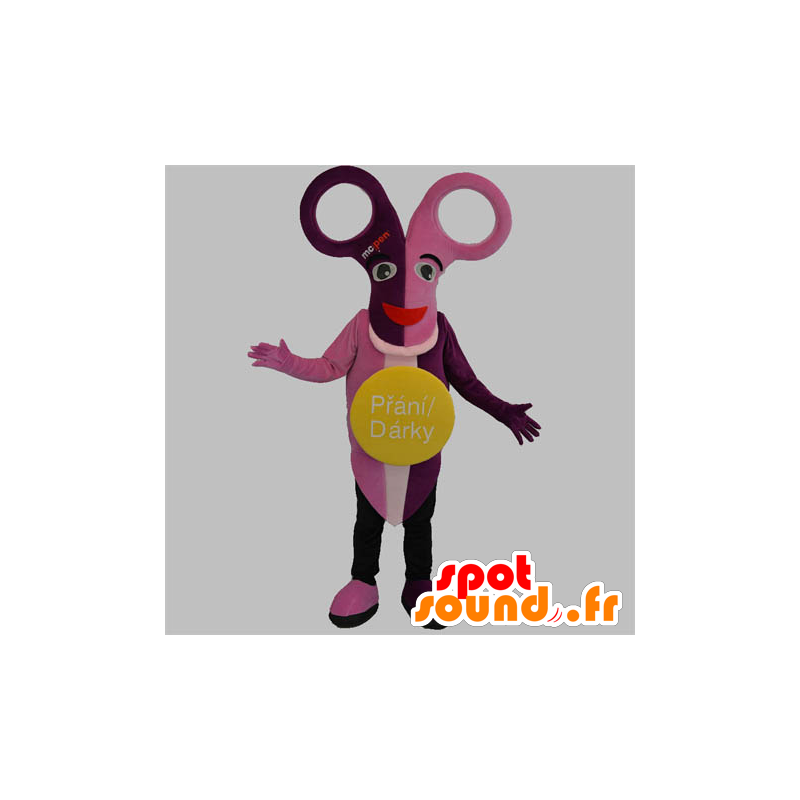 Pair of pink and purple mascot scissors - MASFR031855 - Mascots of objects