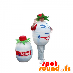 Mascot Wasserflasche, weiß und rund. Maskottchen Volvic - MASFR031858 - Maskottchen-Flaschen