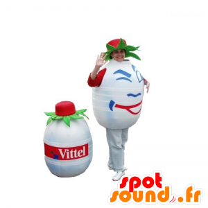 Mascotte de bouteille d'eau, blanche et ronde. Mascotte Volvic - MASFR031858 - Mascottes Bouteilles