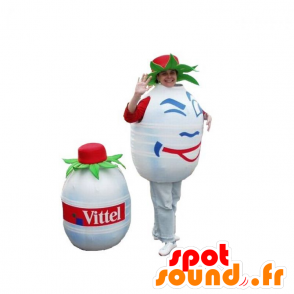 Mascot Wasserflasche, weiß und rund. Maskottchen Volvic - MASFR031858 - Maskottchen-Flaschen