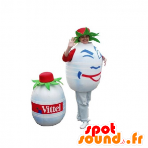 Mascotte de bouteille d'eau, blanche et ronde. Mascotte Volvic - MASFR031858 - Mascottes Bouteilles