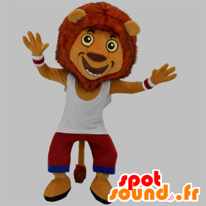 Gele tijger mascotte sport en oranje met een mooie manen - MASFR031859 - Tiger Mascottes