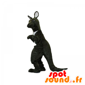 Mascotte de kangourou noir et blanc. Kangourou géant - MASFR031864 - Mascottes Kangourou