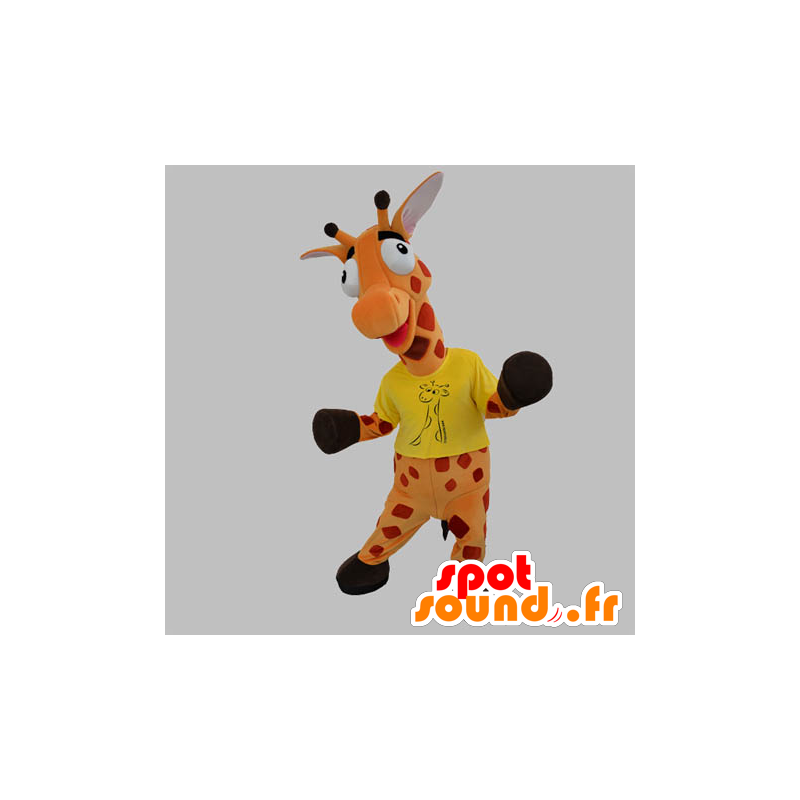 Arancio giraffe mascotte e gigante rossa - MASFR031865 - Mascotte di giraffa