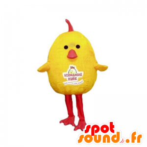 Chick mascotte, gele en rode vogel, mollig en schattig - MASFR031866 - Mascot Hens - Hanen - Kippen