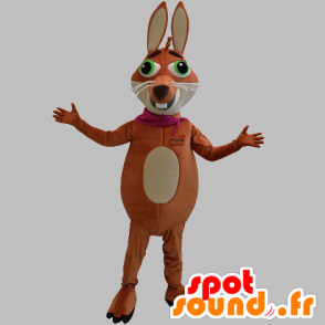 Mascot braun und beige Fuchs mit grünen Augen - MASFR031867 - Maskottchen-Fox