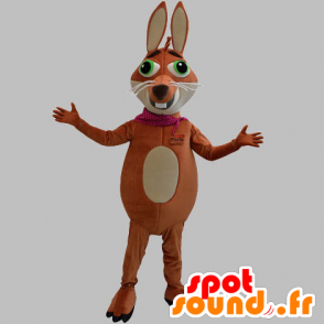 Mascot brown and beige fox with green eyes - MASFR031867 - Mascots Fox