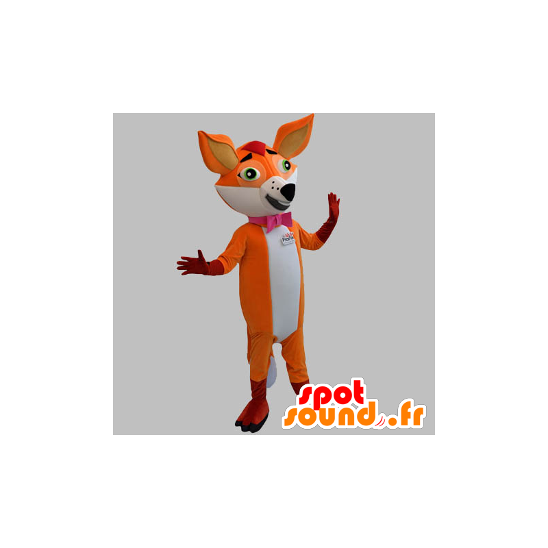 Orange and white fox mascot with a bow tie - MASFR031868 - Mascots Fox