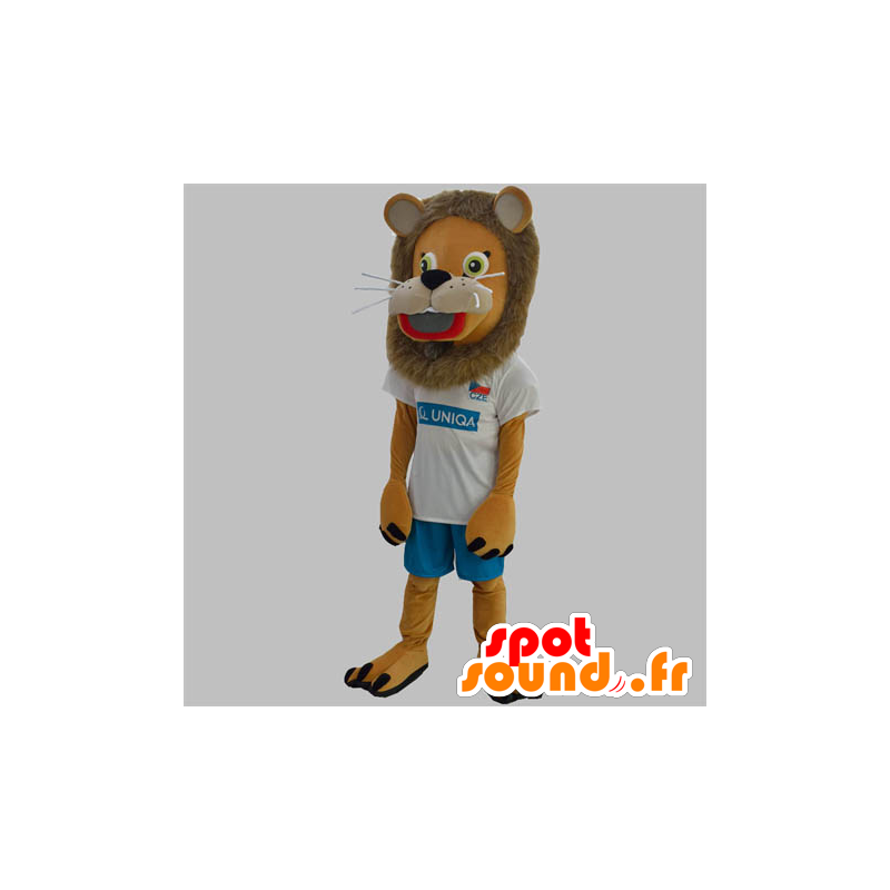 Brun løve maskot med en behåret manke - Spotsound maskot kostume