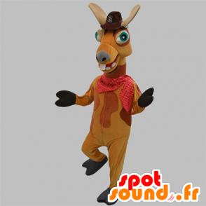 Kamel maskot, brun lama med en lue - MASFR031873 - Animal Maskoter