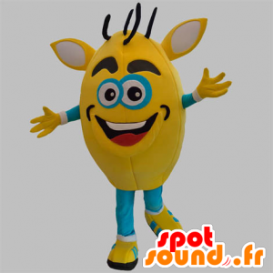 Mascotte de bonhomme jaune et bleu. Mascotte de monstre - MASFR031874 - Mascottes Homme