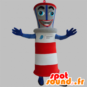 Mascotte de phare géant, bleu, rouge, gris et blanc - MASFR031877 - Mascottes d'objets