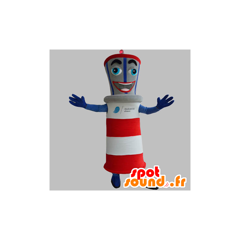Reus vlaggenschip mascotte, blauw, rood, grijs en wit - MASFR031877 - mascottes objecten