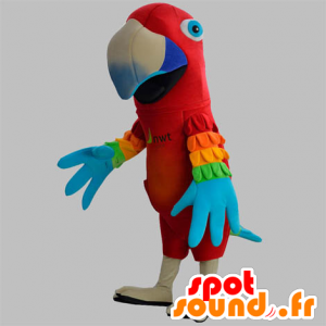 Mascotte de perroquet rouge avec des ailes colorées - MASFR031878 - Mascottes de perroquets