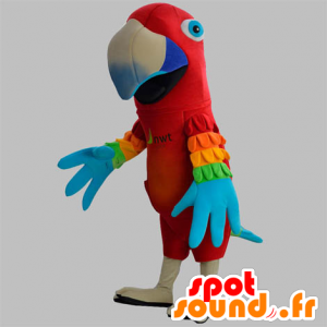 Red Parrot Mascot med fargerike vinger - MASFR031878 - Maskoter papegøyer