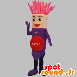 Mascot mustekynä violetti ja vaaleanpunainen, jättiläinen - MASFR031880 - maskotteja Pencil