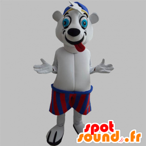 Polar Bear maskotti joka vetää kielen, kanssa Jersey - MASFR031883 - Bear Mascot