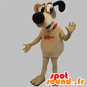 Doggie mascotte, hond beige, grijs en zwart - MASFR031884 - Dog Mascottes