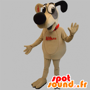 Hundmaskot, beige, grå och svart hund - Spotsound maskot