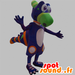 Mascotte de dinosaure, de créature violette, verte et orange - MASFR031885 - Mascottes Dinosaure