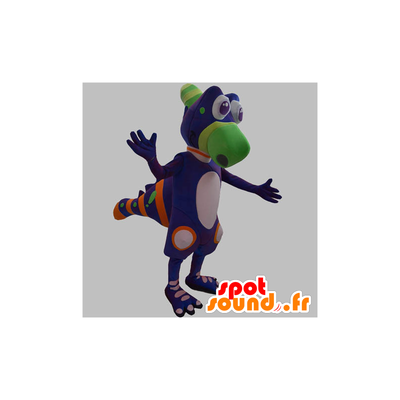 Dinosaurus mascotte, violet schepsel, groen en oranje - MASFR031885 - Dinosaur Mascot