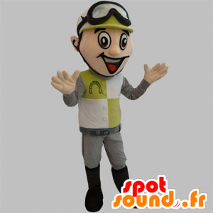 Mascotte fantino con un casco e occhiali - MASFR031888 - Mascotte sport