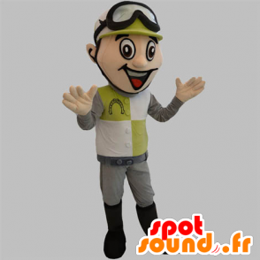 Jockey mascotte met een helm en een veiligheidsbril - MASFR031888 - sporten mascotte