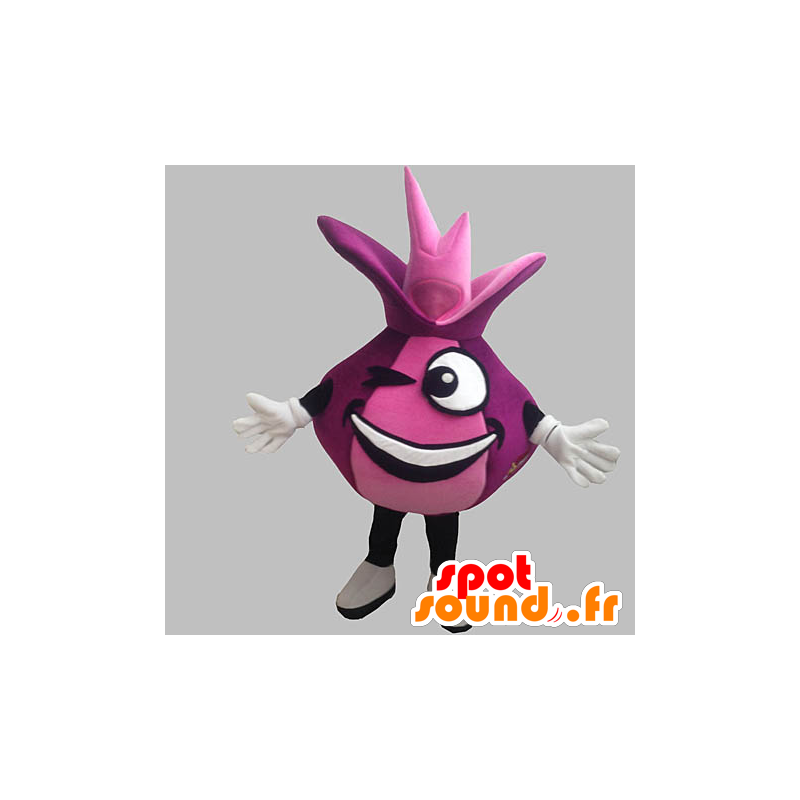 Mascot cipolla rossa e gigante divertente. mascotte rosa - MASFR031898 - Mascotte di verdure