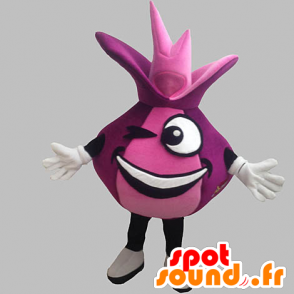 Mascotte d'oignon rouge, géant et drôle. Mascotte rose - MASFR031898 - Mascotte de légumes