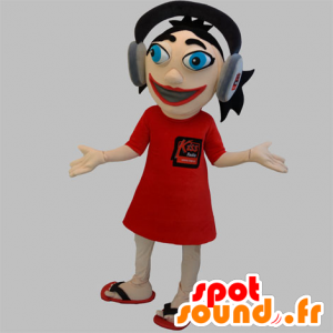 Mascotte de fille avec un casque audio sur la tête - MASFR031900 - Mascottes Garçons et Filles
