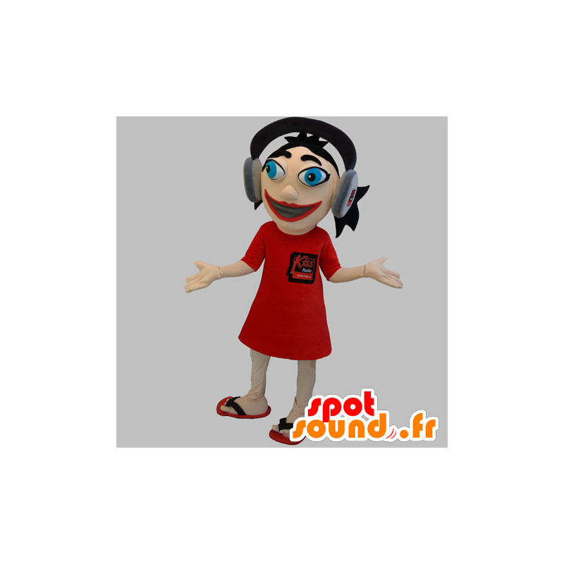 Mascotte de fille avec un casque audio sur la tête - MASFR031900 - Mascottes Garçons et Filles