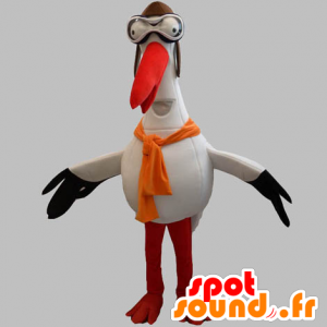 Jätte storkmaskot, vit, svart och orange - Spotsound maskot