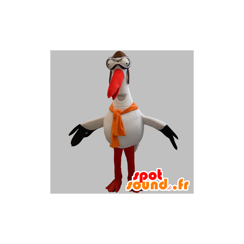 Jätte storkmaskot, vit, svart och orange - Spotsound maskot