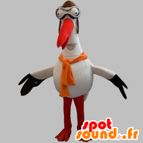 Mascotte de cigogne géante, blanche, noire et orange - MASFR031905 - Mascottes de l'océan
