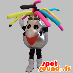 Mascot prata e negro, com cabelo colorido - MASFR031906 - Mascotes homem