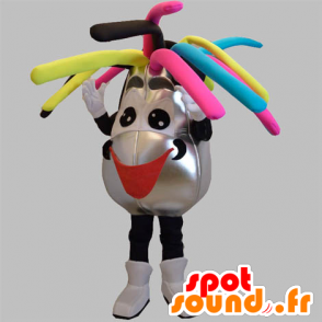 Mascot zilver en zwarte man, met gekleurd haar - MASFR031906 - man Mascottes