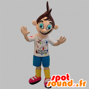 Mascotte de garçon, d'adolescent avec de jolis yeux bleus - MASFR031907 - Mascottes Garçons et Filles