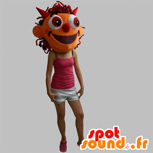 Orange monsterhoved maskot, imp - Spotsound maskot kostume