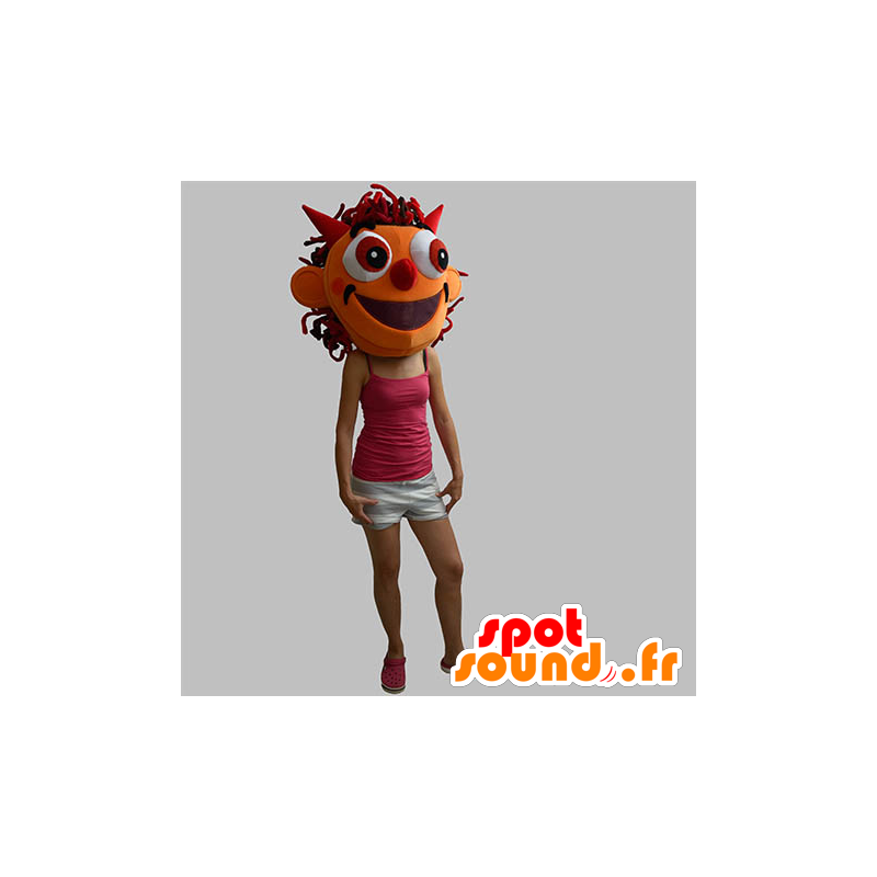 Orange monsterhuvudmaskot, imp - Spotsound maskot
