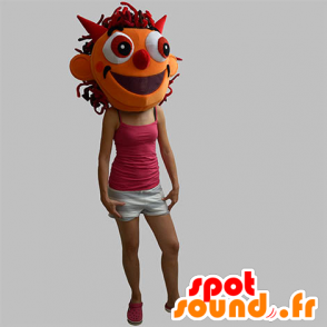 Orange monsterhuvudmaskot, imp - Spotsound maskot