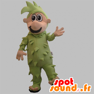 Boneco mascote vestida de verde com o cabelo verde - MASFR031910 - Mascotes homem