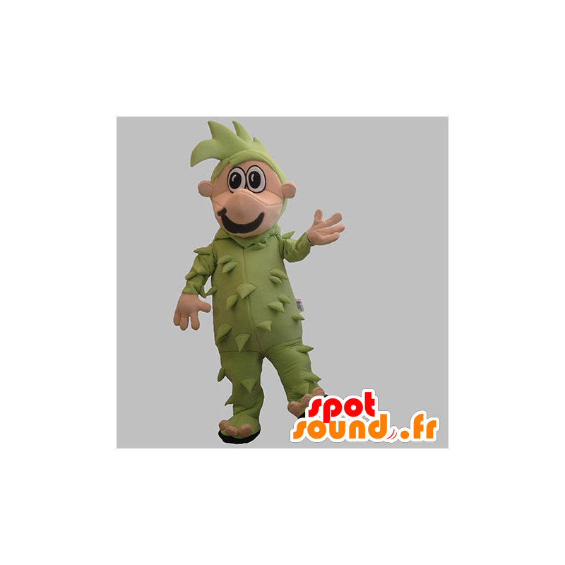 Mascotte de bonhomme habillé en vert avec les cheveux verts - MASFR031910 - Mascottes Homme